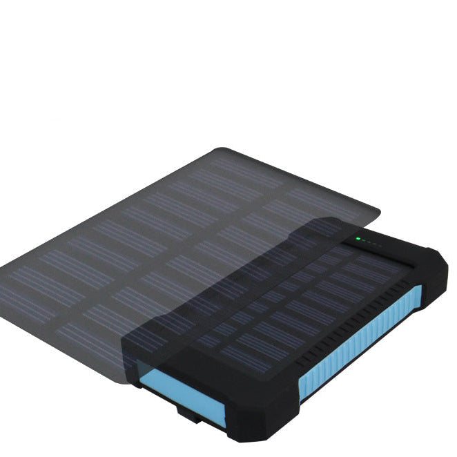 Solar charging device with text on a white background