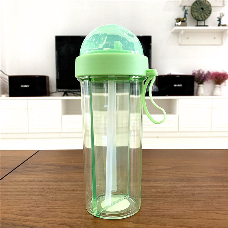 High-value net red double drinking cup plastic leak-proof couple separated straw water cup children cute children students wholesale