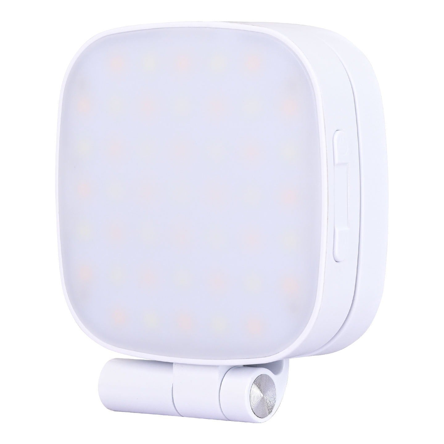 White square Phone Magnetic Selfie Light with a cylindrical extension on a white background
