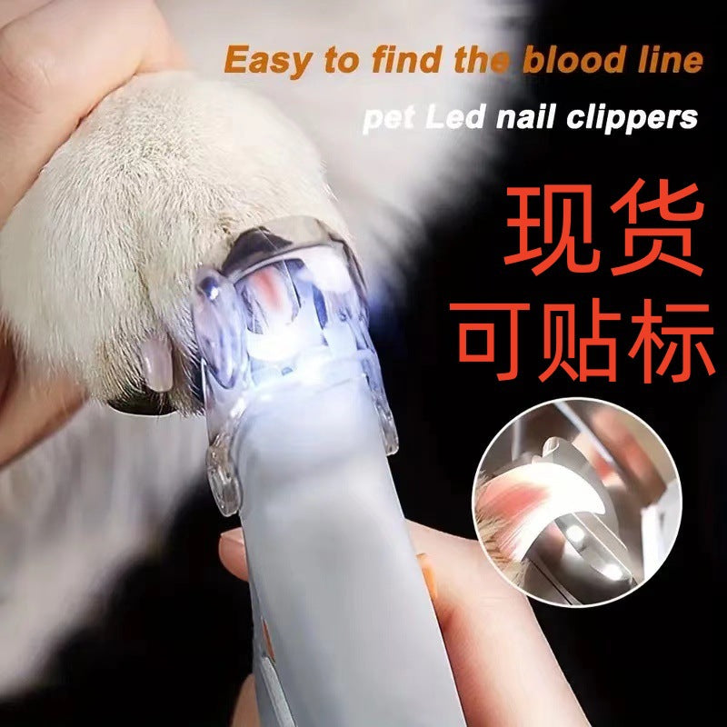 LED Pet Nail Clippers with LED light pet cat and dog nail clippers polishing pet cleaning supplies